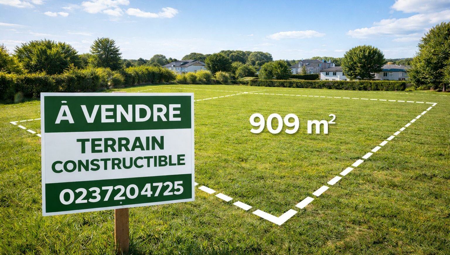 Terrain Terrain constructible: 909 m2 à Cloyes-Les-Trois-Rivières